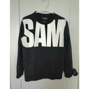 Sam Edelman SAM Graphic Sweatshirt Size S Black White Logo Pullover Open Back
